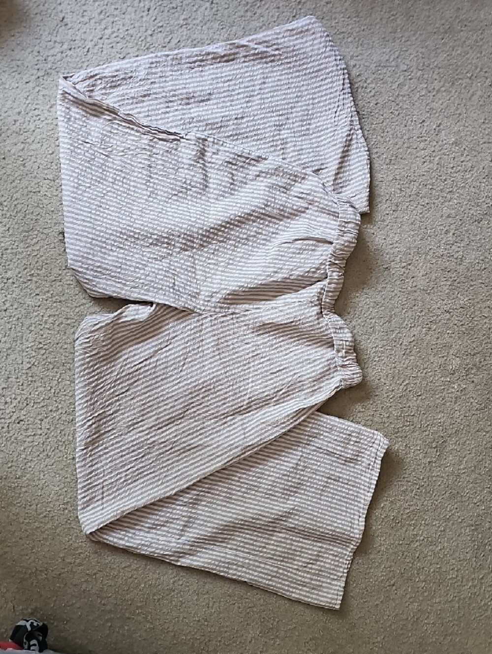 Striped Light Beige Women’s Swim Coverup/Lounge Pants with Drawstring Waist - Picture 5 of 11